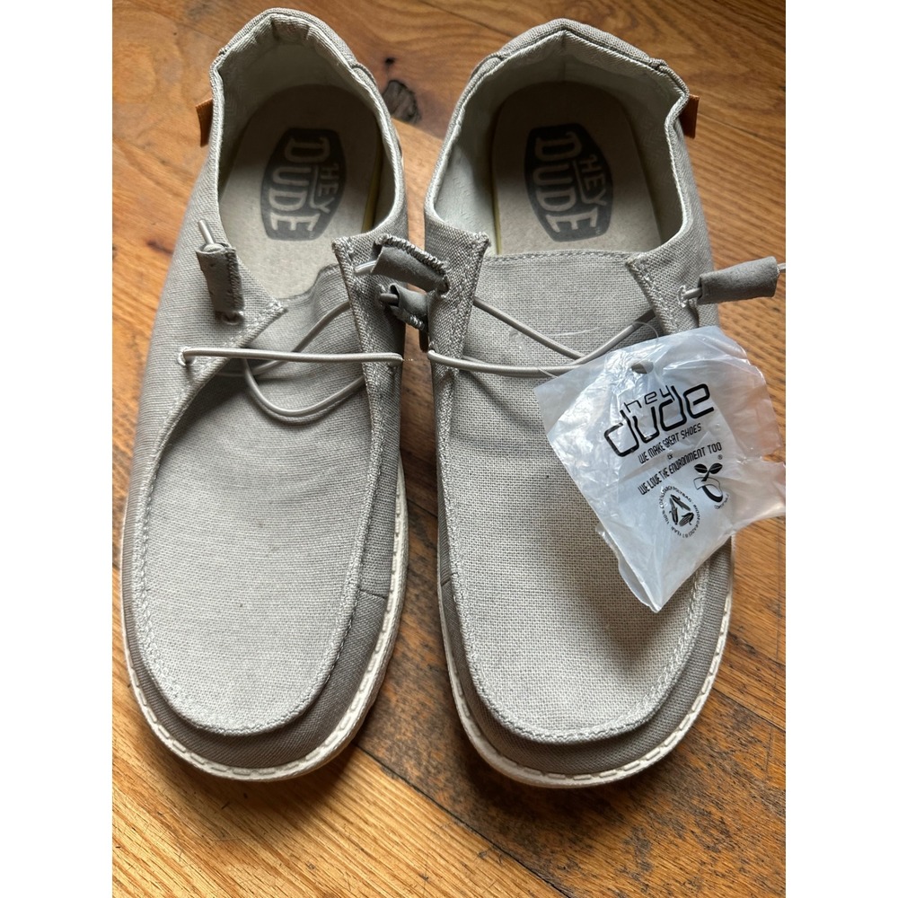Hey Dude Wendy Chambray Light Grey Slip On Loafers Shoes Womens 11 40058-322